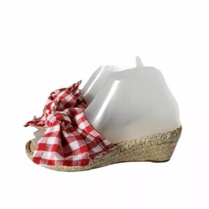Carmen Saiz Gingham Wedge Espadrille Shoes 5